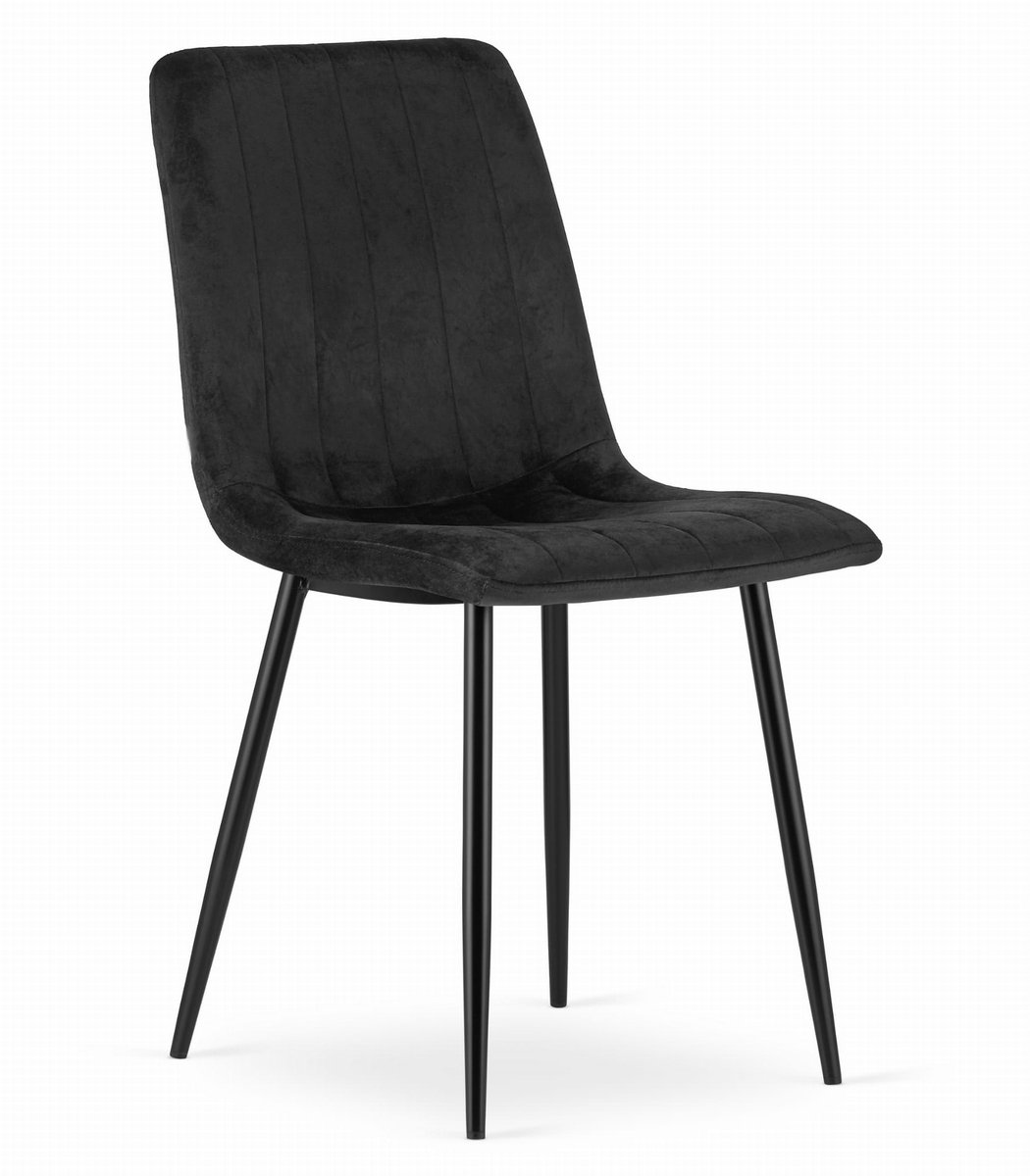 LEOBERT Eetkamerstoel LAVA - Zwart - Zwarte Metalen Poten - Velvet Bekleding - Industriële Stijl, Max. 110 kg, Ergonomisch Design, Comfortabele Zitting