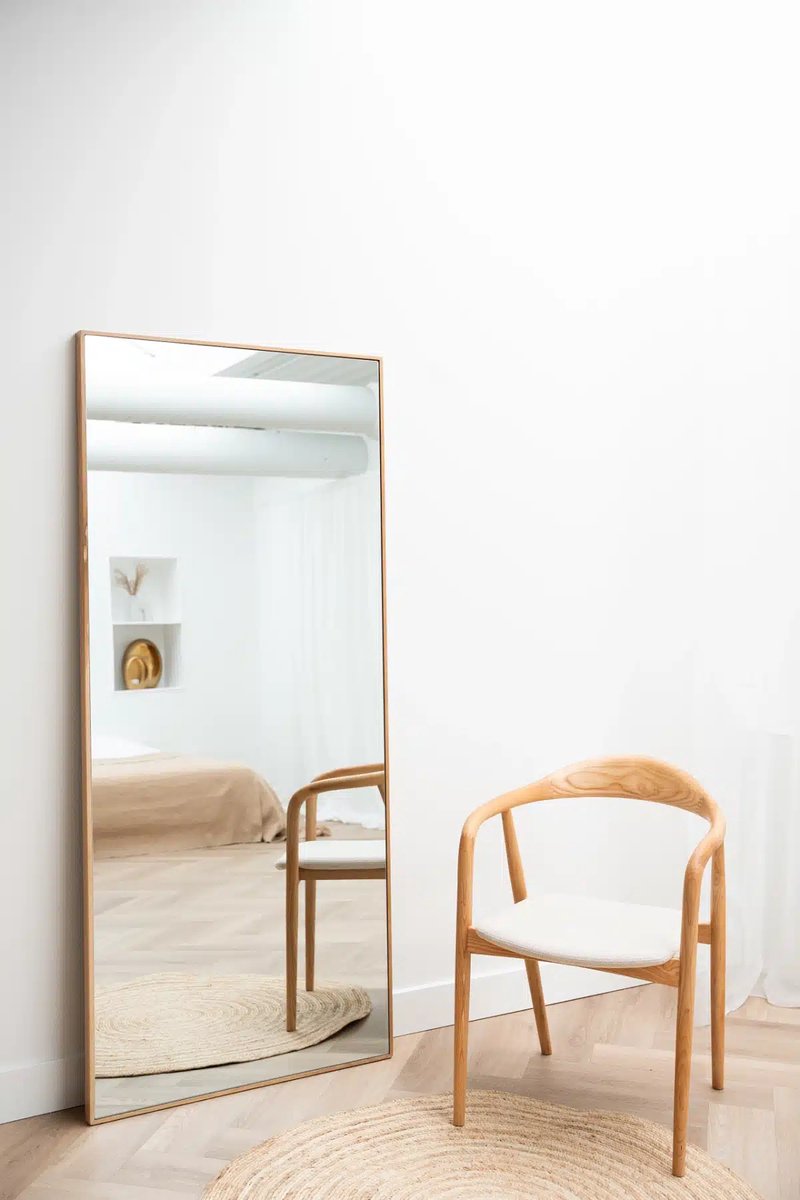 Nordic Style® Rechthoekige spiegel 180x80cm - Naturel Eiken hout - Scandinavische Spiegels - Vierkant - Pas spiegel - Staande spiegel - Kleedkamer spiegel - Pas
