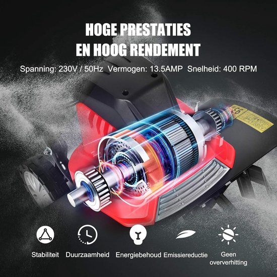 COSTWAY Elektrische grondfrees, tuinfrees, 6 hakmessen, 1500 W, 22 cm werkdiepte, 43 cm werkbreedte, 400 omw/m van Costway — afbeelding 2