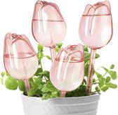 Arroseur goutteur Plantes - Arrosage automatique - 4 pièces - Arrosoirs Plantes - Tulipes auto-arrosantes - Plantes d'intérieur et Jardin - Rose - Arroseur goutteur pour tulipes