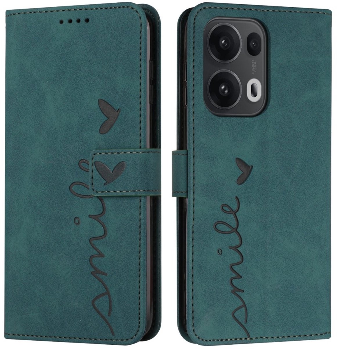 Coverup Hoesje - Geschikt voor OPPO Reno13 Pro 5G Hoesje - Coverup Smile Book Case - Groen