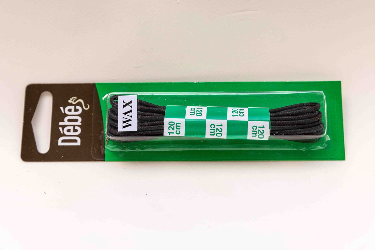 Debe Waxed Veters Rond 120cm - zwart - 5 packs