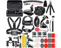 YONO Accessoires Set 50in1 geschikt voor GoPro Hero 13 12 11 10 - DJI Osmo - Insta360 - Chest Mount - Stick - Tas - Hoofdband