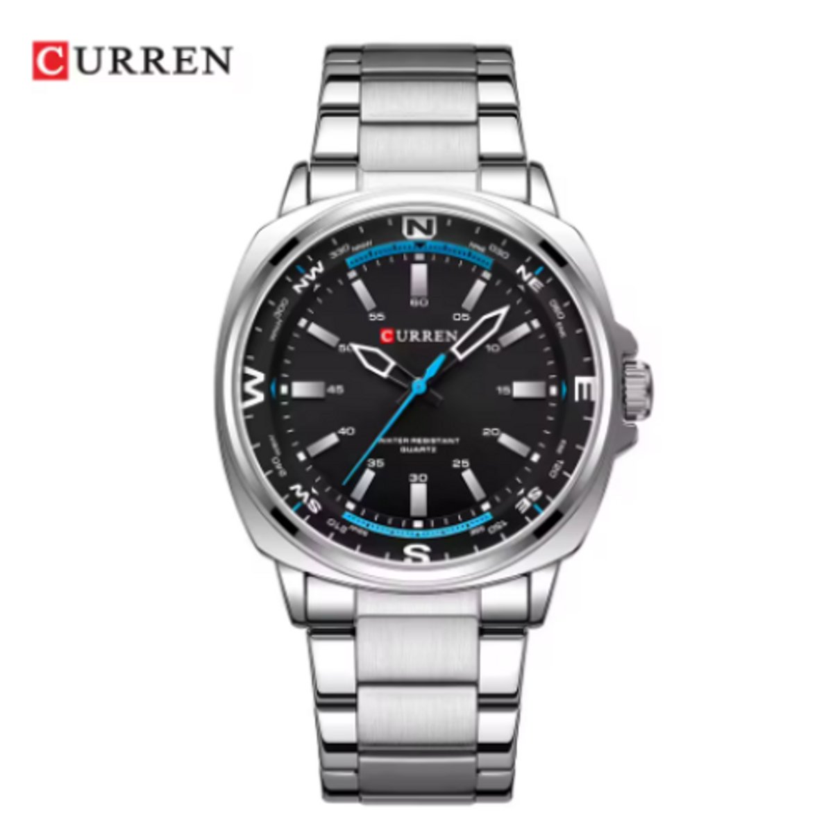 Curren - Horloge - Herenhorloge - Analoog - 41mm - Zwart - Blauw - Zilver - 8455