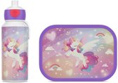 Set déjeuner Mepal (bouteille pop-up et boîte à lunch) Campus - 400 + 750 ml - Boîte à lunch et gobelet pour enfants - Boîte à bento - Bouteille Pop-up - Unicorn Glow