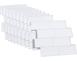 Dekorix plaktegels - Set van 10 zelfklevende tegels - Tegelstickers - Keuken - Badkamer - 29.4*21.4cm - Wit