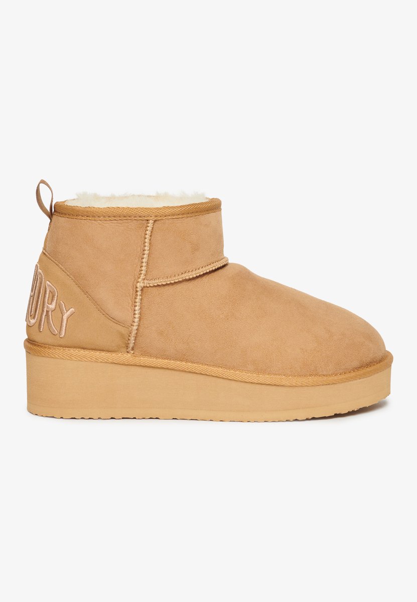 Superdry Suède Sherpa laarsjes met plateauzool Dames Laarzen Light Tan
