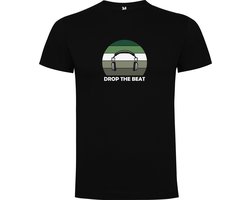 Zwart T-Shirt met Kleurrijke print “ Drop the Beat - Headset – Muziek – Good Vibes “ Print Full Color Maat M