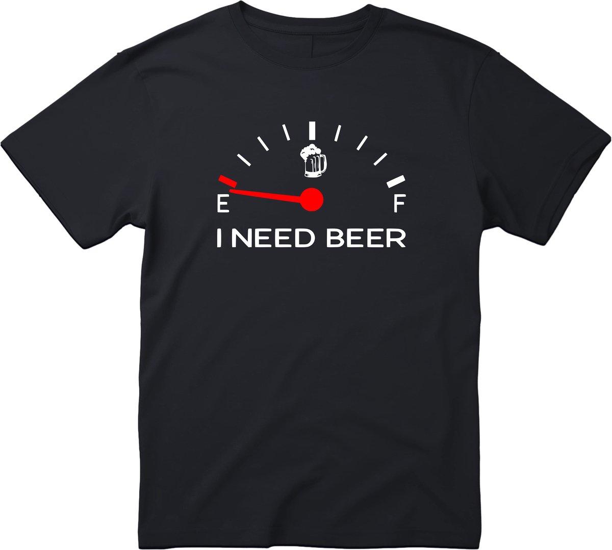 I NEED BEER T-shirt - Bier t-shirt - CraftBeer - Beer - Proost - Heren - grappige drank feest - bier - Brandstofmeter - cadeau - teksten en zinnen - bierpakket kado idee - Maat S