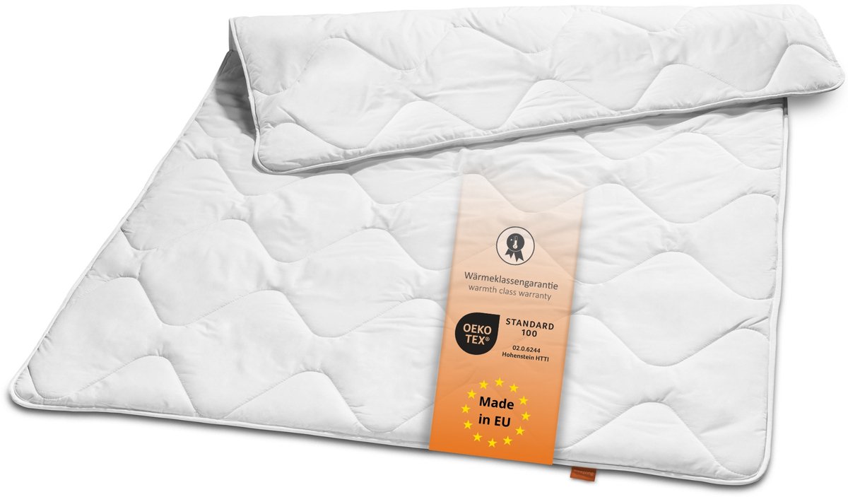sleepling Basic 100 zomerdekbed 140 x 200 cm | licht zomerdekbed | Made in EU | Ökotex 100 | wasbaar op 60 graden | warmteklasse garantie | 100% fijne microvezel | wit