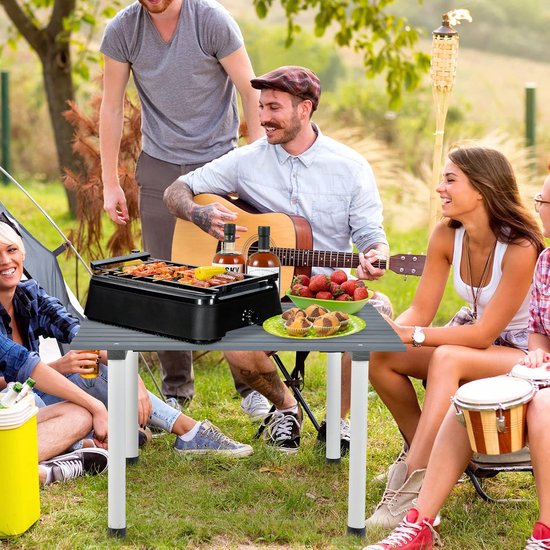 COSTWAY Kampeertafels, oprolbare picknicktafel van hout, draagbare multifunctionele outdoortafel met draagtas voor strand, picknicks, vissen en feesten, 69 x 69 x 42 cm, grijs van Costway — afbeelding 5