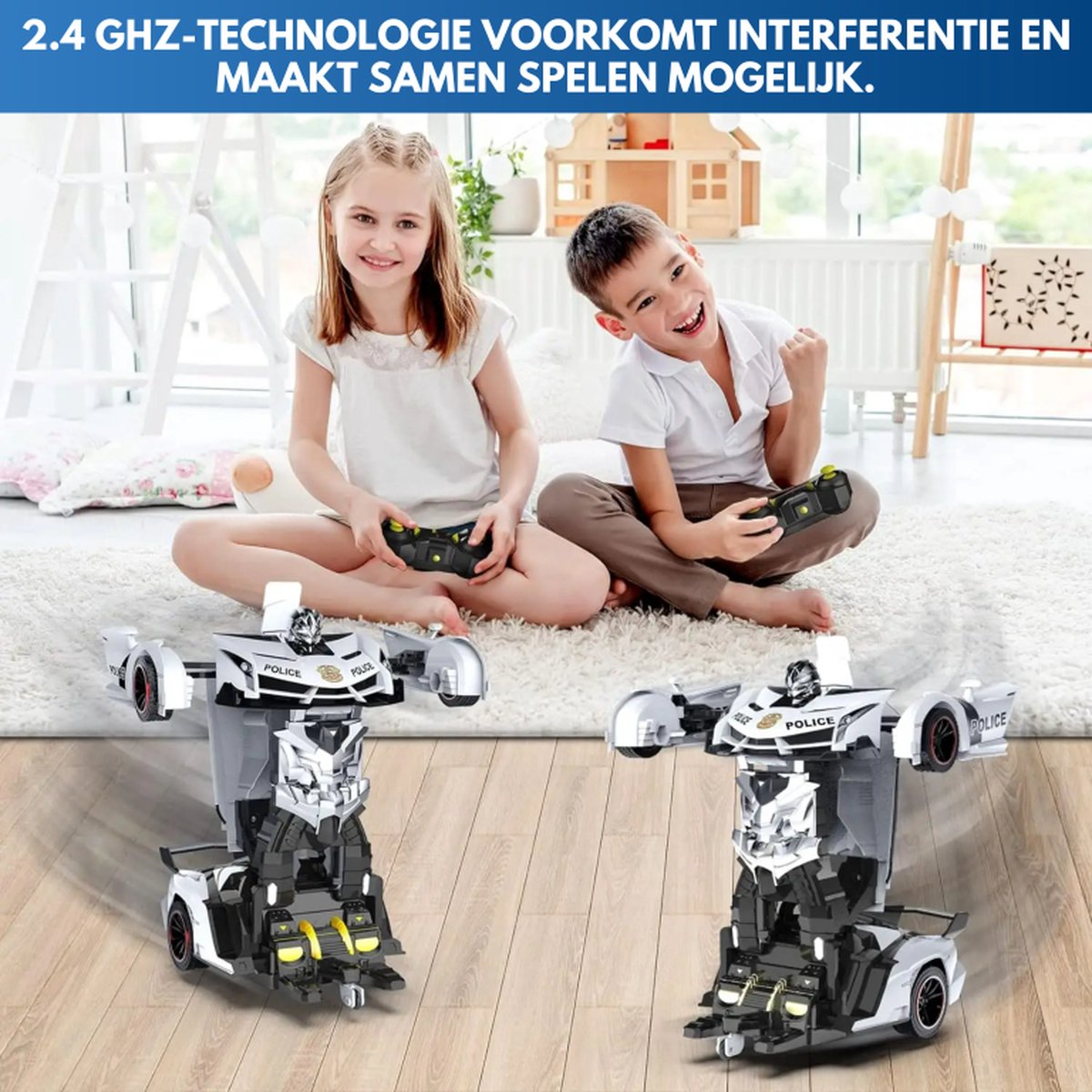 Boncy® Bestuurbare RC Auto - Transformerende Lambo Politie - Jongens Meisje Volwassenen - Robot Speelgoed Binnen Buiten - Afstandbestuurbaar Race Drift Car - Afstandsbestuurbaar Raceauto Accu - Stuntauto Bestuurbaar Elektrisch Autos Afstandsbediening — afbeelding 6