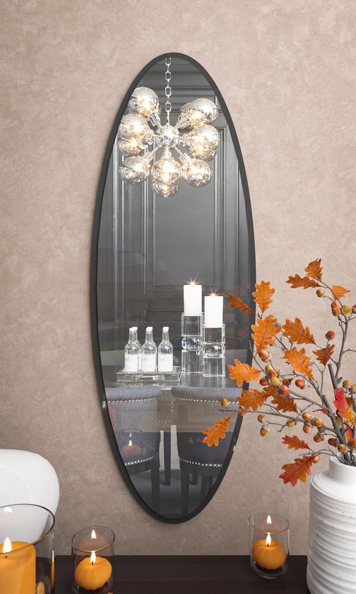Mano Collection - Toronto - Zwart 150x50 cm Spiegel over de hele lengte ...