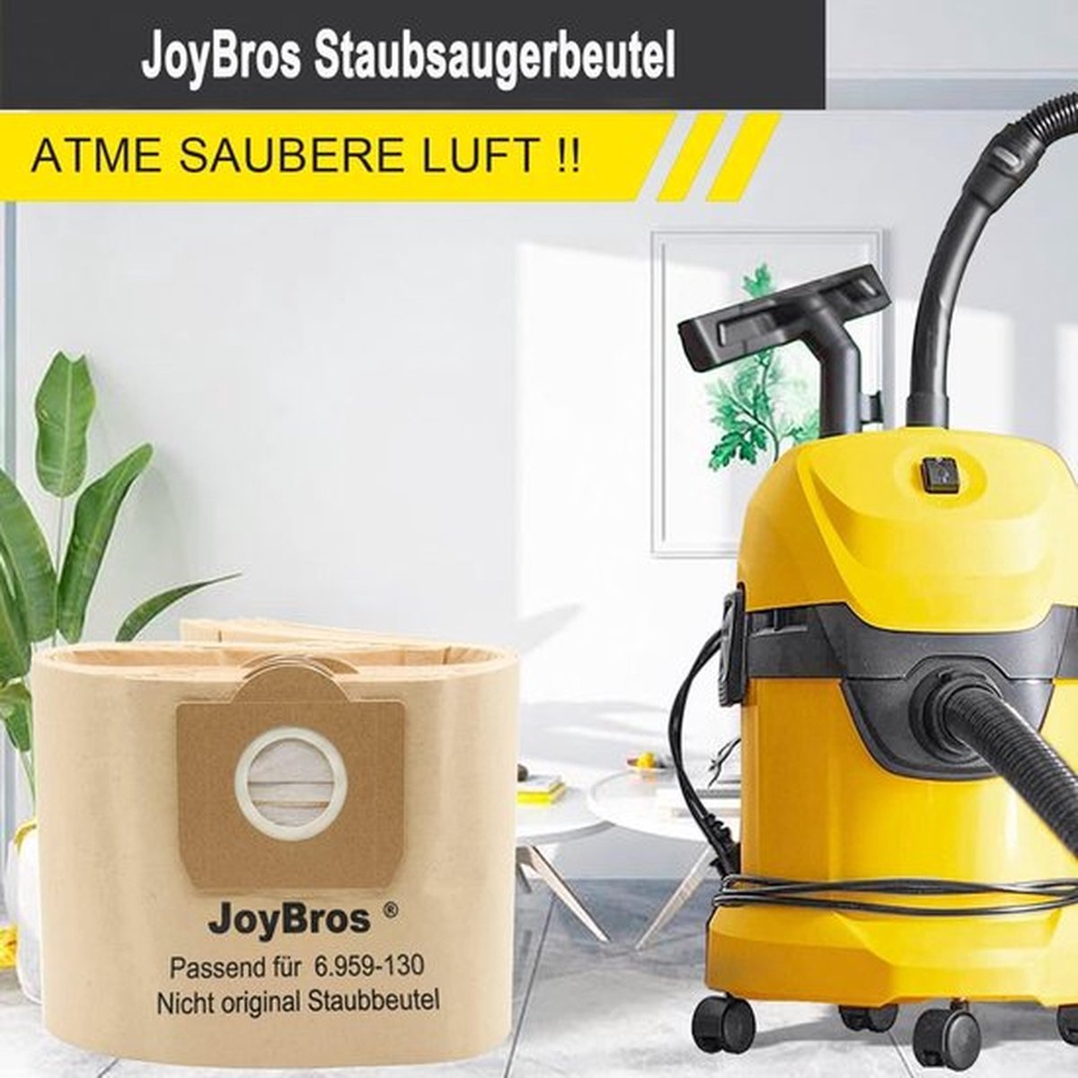 15-Pack Stofzak voor Karcher wd3 Premium - Stofzuigerzakken - mv3 se 4002 - A2204 - 6.904-051