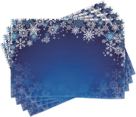 Set de 4 sets de New imprimés flocons de neige pour table à manger, lavables et antidérapants.