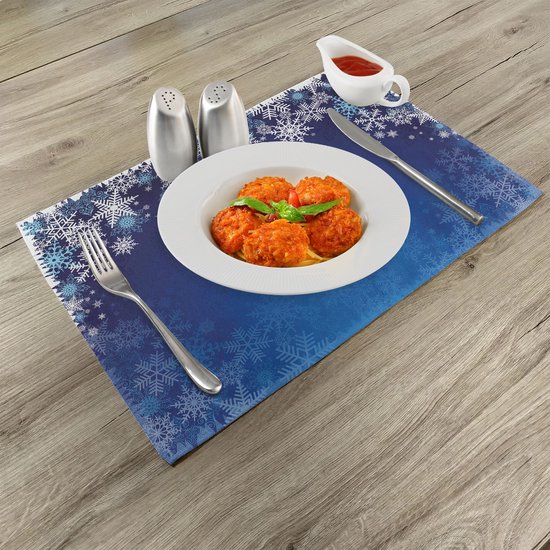 Set de 4 sets de New imprimés flocons de neige pour table à manger, lavables et antidérapants.