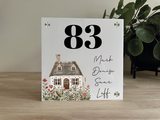 Plaque signalétique porte d'entrée jolie maison 20x20cm blanc