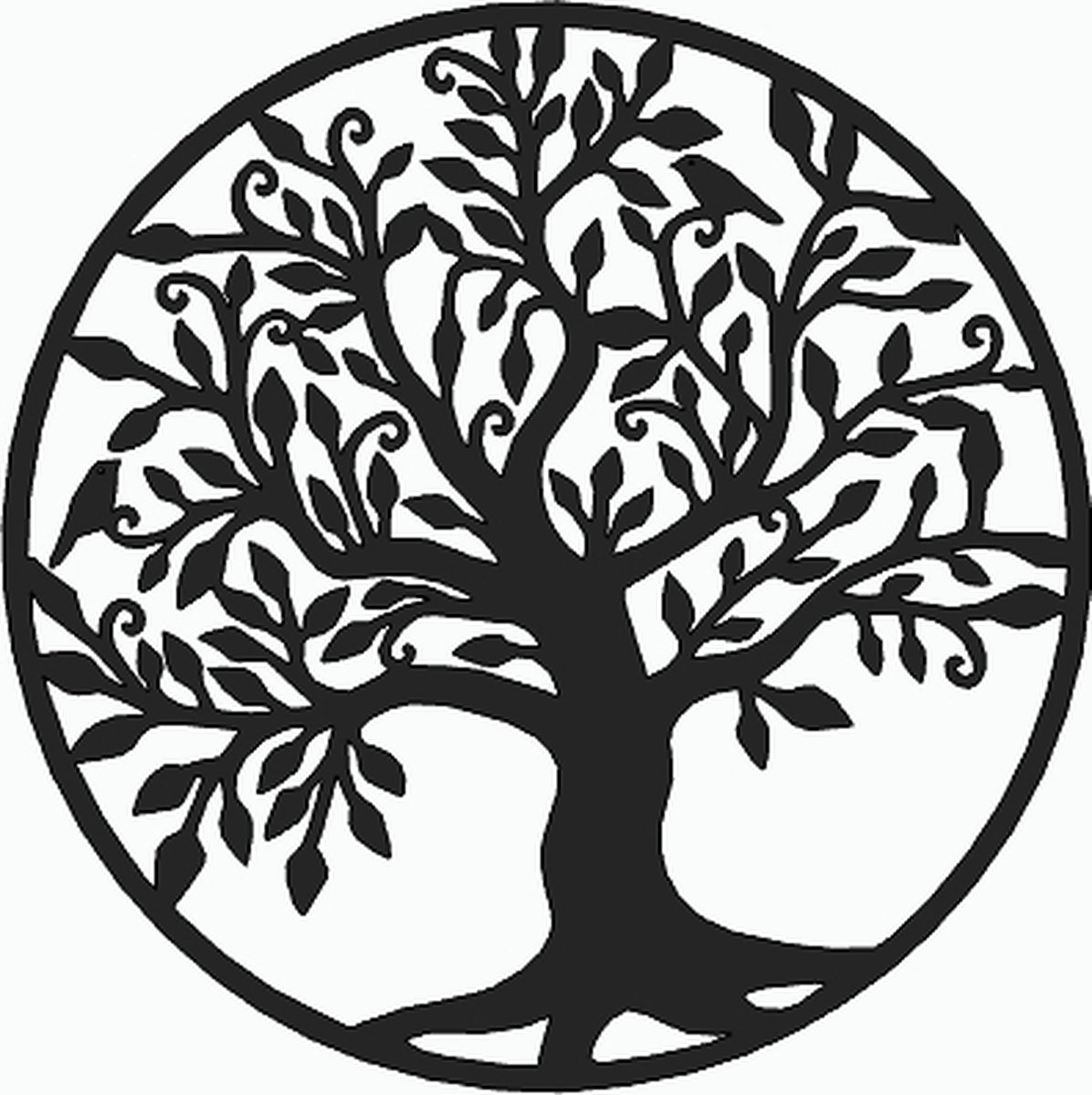Tree of Life -Stalen Wanddecoratie Industrieel-Wanddecoratie Metaal-Muurdecoratie Metaal-Muurdecoratie Staal-2 mm Dik-Zwarte Poedercoating