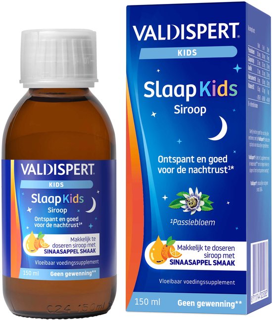 Valdispert Slaap Kids siroop - Passiebloem ontspant en is goed voor de nachtrust* - Geen gewenning** - Met sinaasappelsmaak - Kids vanaf 3 jaar - 150 ml