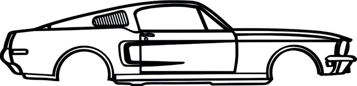 Ford Mustang wanddecoratie - Auto muurdecoratie - 78x19 cm - GT390 - Zwart - Mancave- Wanddecoratie - Hout - Muurdecoratie - Ford Mustang GT390