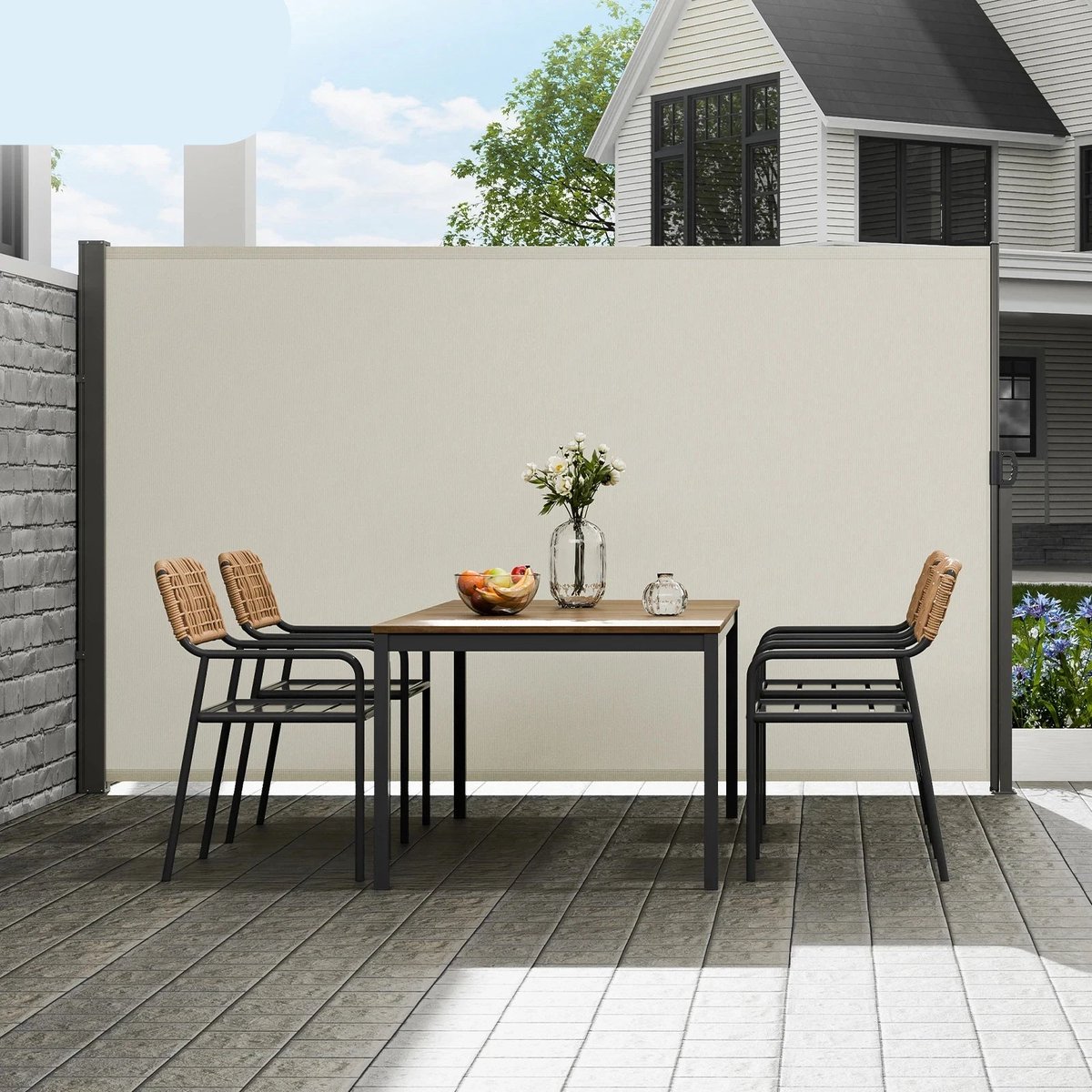 Windscherm - Windscherm Uittrekbaar - Zijluifel - Luifel - Luifel Zonnescherm - Intrekbare Zijluifel - 160X300cm - Waterdicht - Buitenscherm - Voor Achtertuin - Grijs