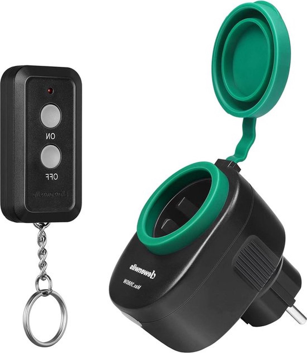Programmeerbare draadloze stopcontact set voor buiten - 16A 3680W - IP44 - 1 stopcontact met afstandsbediening - feestdagen - 30m bereik