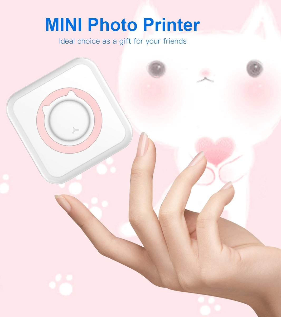 J&R Instant camera - Digitale camera met printer - Draadloze Instant Mini Printer - Bluetooth - Met printpapier en zelfklevende printjes - Zwart — cadeau in Elektronica - foto 3