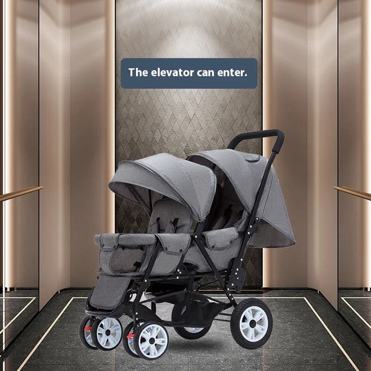 Tweelingwagen - Buggy - Buggy's - Buggy Inklapbaar - Buggy Tweeling - Blauw - Lichtgewicht - Kinderen - Kind - Baby - Baby's - Tweeling Buggy - Opvouwbar - Meerdere Standen – foto 4