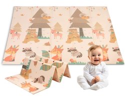 Speelmat - Dubbelzijdig - Speelkleed - Speelmat Baby - Speelkleed Baby - Speelmat Foam - 150 x 200 cm - Opvouwbaar - Inclusief Opbergtas - Beige