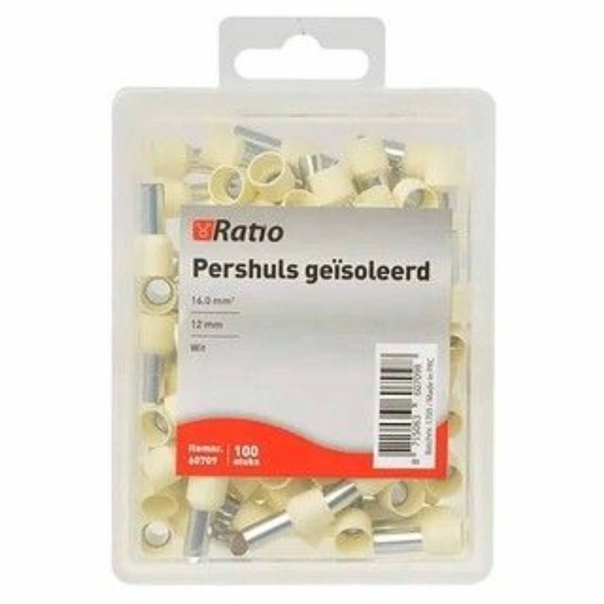 Geisoleerde Pershuls - 16mm² 12mm 100 stuks