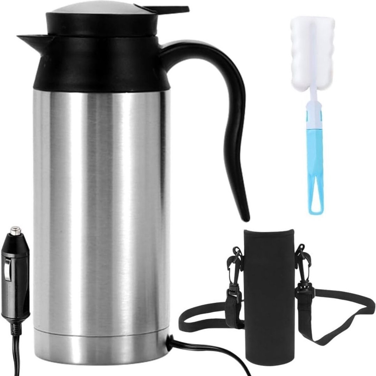 VELTRR® Waterkoker 12v voor Auto - Heetwaterdispenser Klein - Zilver