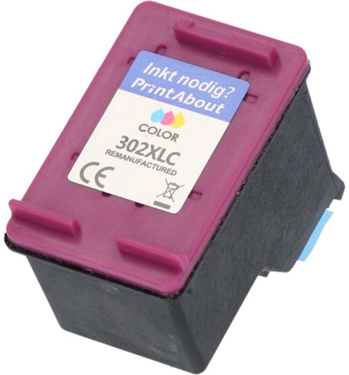 PrintAbout huismerk Inktcartridge 302 (F6U65AE) 3-kleuren geschikt voor HP