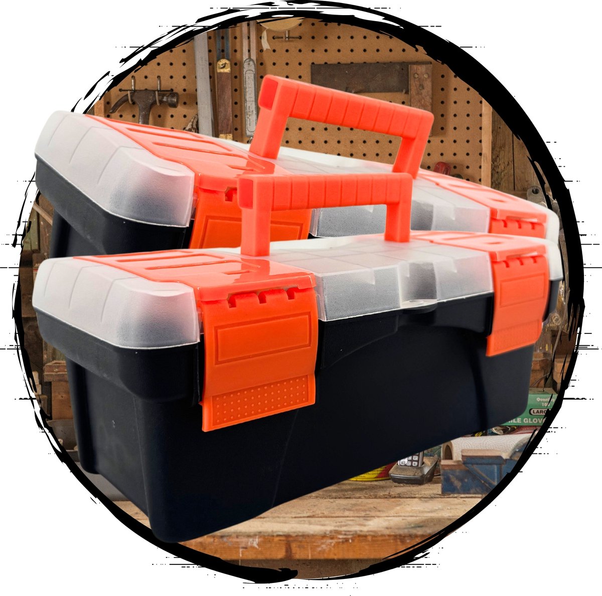 TronicXL 2 stuks Gereedschapskoffer 22,5 x 9,5 cm – Compacte gereedschapsbox met extra opbergruimte – Veilig afsluitbaar met dubbele kliksluiting – Ideaal voor werkplaats, garage, doe-het-zelf en visuitrusting