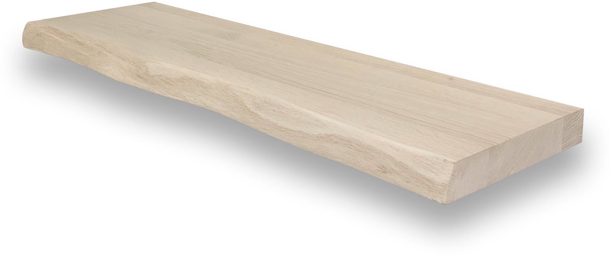 WOODBROTHERS Wandplank zwevend eiken boomstam 100 x 20 cm - Eikenhouten wandplank - Wandplank - Zwevende wandplank - Fotoplank - Boomstam plank - Muurplank - Muurplank zwevend Onbehandeld eiken | Naturel