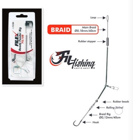 Filex Ready Feeder Rig B - Haakmaat #10 - 1m - Braid - Complete Feeder Vissen Montage - Kant-en-klare Witvis onderlijn - Witvissen van Filex — afbeelding 2