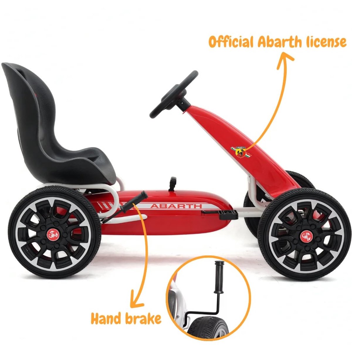 Abarth Skelter 3 tot 7 jaar – Officieel Gelicentieerde Go Kart met Skiddingmodus & EVA-Wielen – Kindervoertuig met Verstelbaar Zadel & Handrem – Rood — afbeelding 2