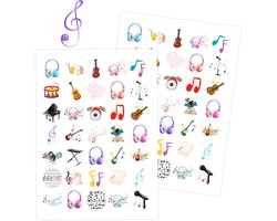 Muziek Stickers - 2 Grote Stickervellen - Muziekles - Stickers - Muzieknoten - Muziek - Zangles - Stickers Muziek - Muziekstickers - Muziek Decoratie - Stickers voor Volwassenen - Stickers Kind - Stickervellen - Stickers Muziek
