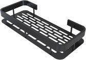 Étagère de douche - Étagère de salle de bain - Panier de douche - Alliage d'aluminium - Zwart - 30 x 13 x 5 cm - Sans perçage - À suspendre - Avec autocollants sans clous - Accessoires de salle de bain