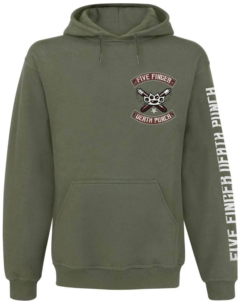 Five Finger Death Punch Bruce Knucklehead Heren Trui met capuchon - olijf - M