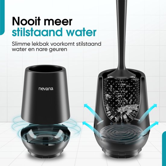 Brosse WC Nevana avec Support - Brosse WC - Autoportante - Siliconen - Zwart