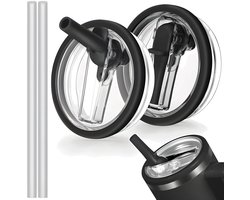 Deksel voor Stanley Cup met Rietje(2 paar) - Zwart - Lekvrij - BPA-vrij - Geschikt voor Quencher FlowState 1.2L 40 OZ- Beschikbaar in Meerdere Kleuren - Praktisch & Functioneel