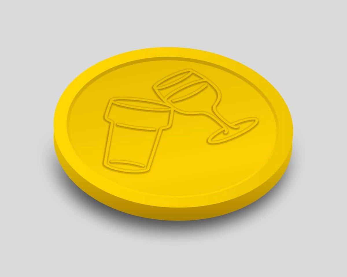 Reliëfmunten Bier en Wijn 29mm / Consumptiemunten / Betaalmunten (per 250 stuks) - GEEL