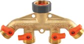 Distributeur d'eau 4 voies - laiton - répartiteur - robinet filetage intérieur 3/4" et 4x dérivations filetage extérieur 3/4"