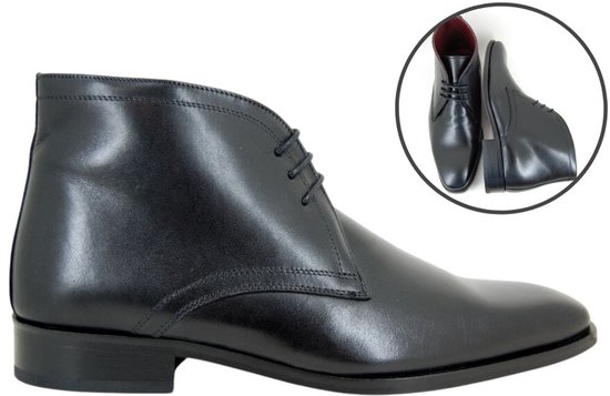 Stravers - Chaussures mi-hautes pour hommes, taille 48, Zwart , grandes tailles, Chaussures à lacets