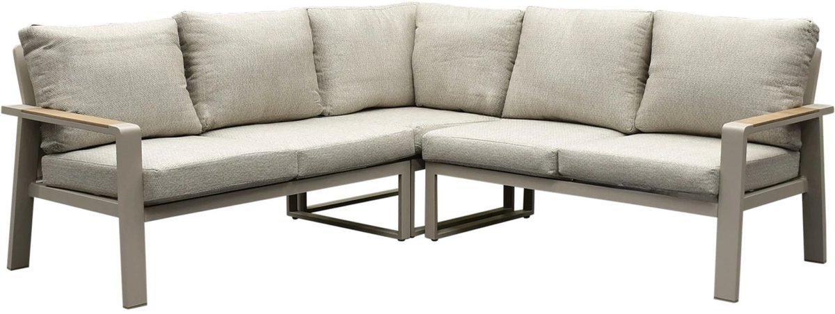 Lola hoek loungeset 3-delig aluminium latte zand