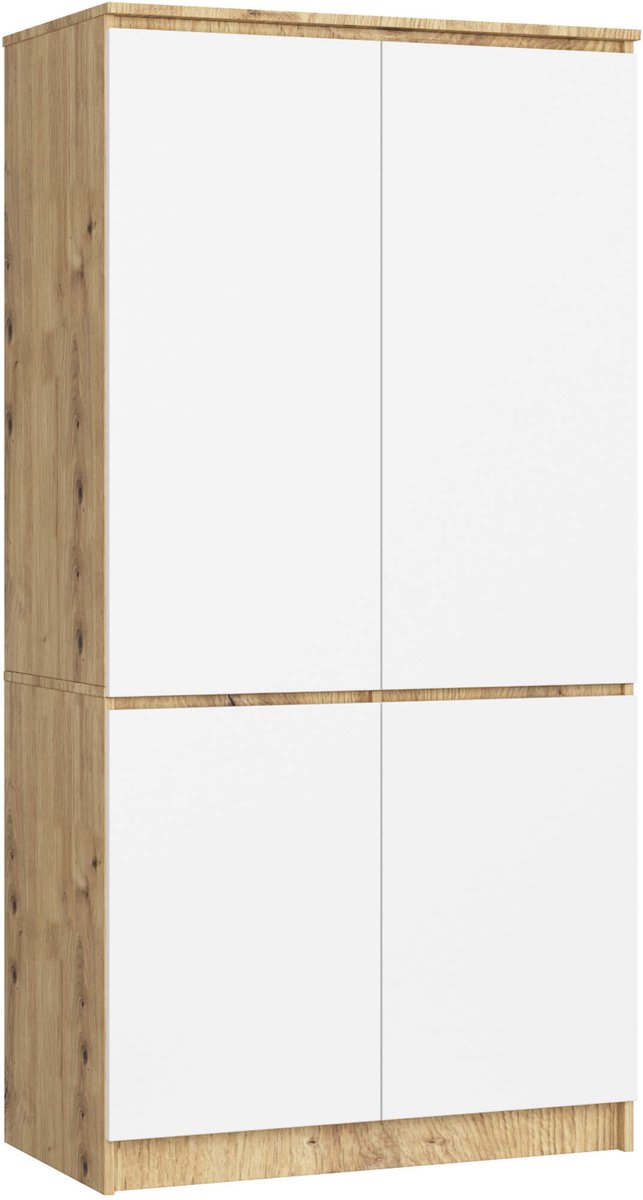 Kledingkast S90 met 4 Deuren / AKORD Furniture Factory / Artisan Eik - Wit / Moderne / 180x90x51 cm