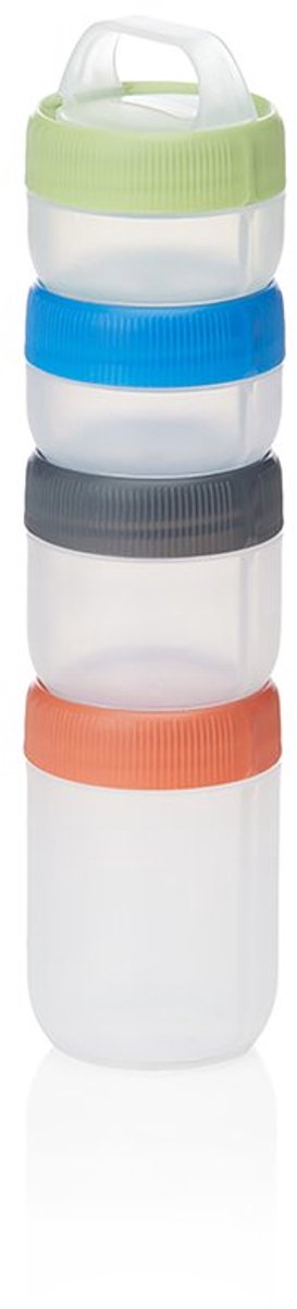 HumanGear - Stax - Small - Clear/Spectrum - Starter 4-pack - opbergdoos - stapelbaar - lichtgewicht