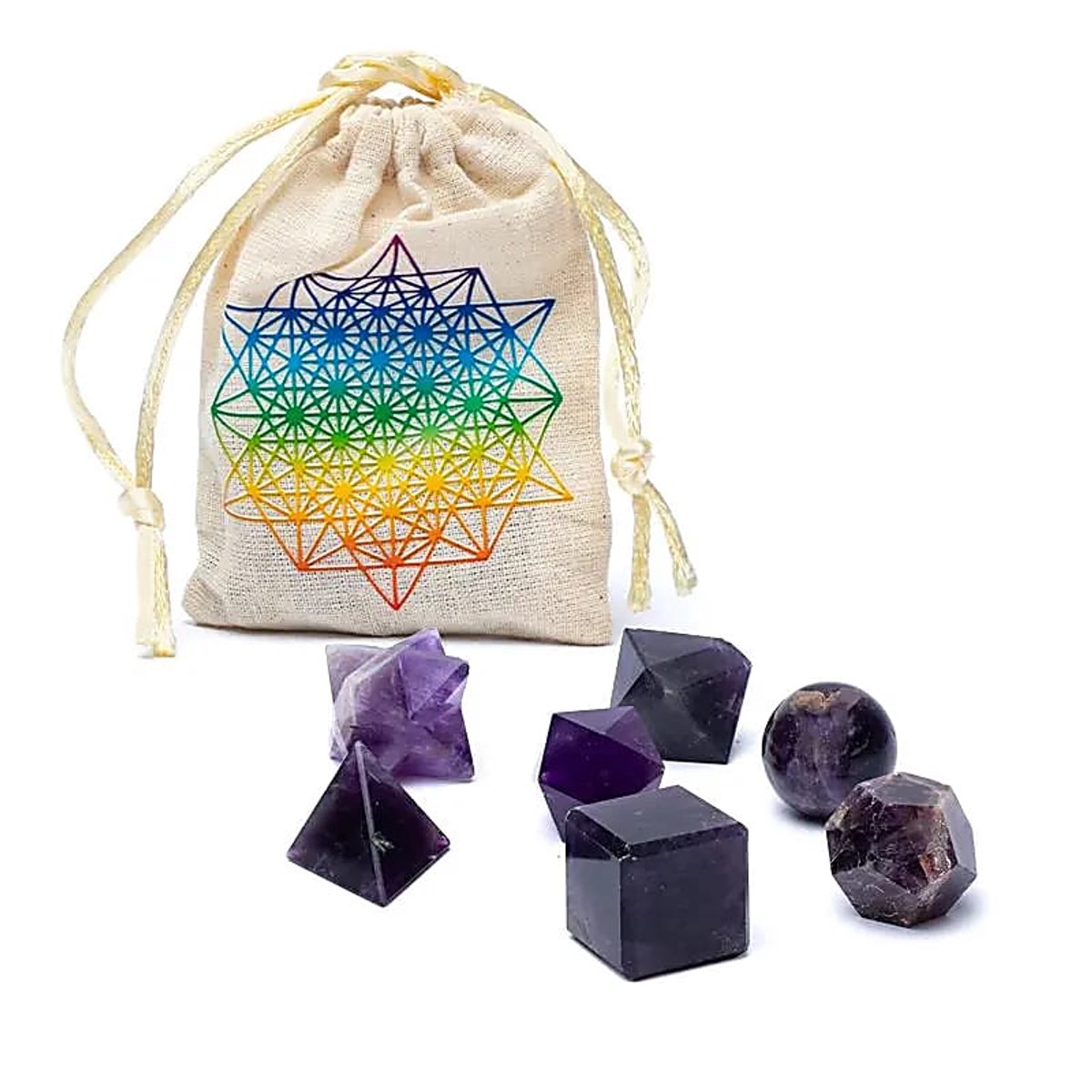 Amethist heilige geometrie set 7-delig