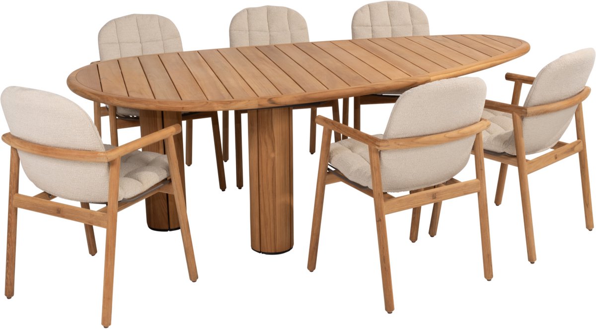 Corsica Samos pebble dining tuinset 7 delig 240x130xH75 cm 4 Seasons Outdoor