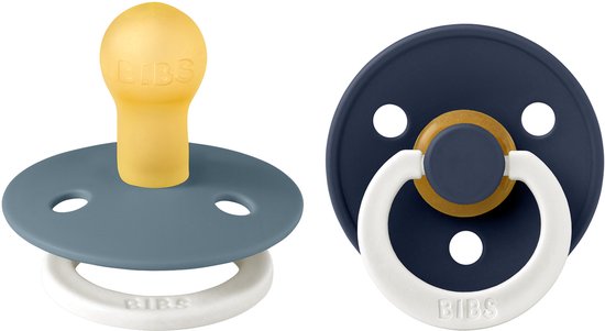 BIBS Colour Glow Speen verpakking van 2 stuks. BPA-vrij, Ronde speen. Natuurlijk rubberlatex, Gemaakt in Denemarken, Maat 1 (0-6 maanden), Petrol Glow / Deep Space Glow van Merkloos — afbeelding 2